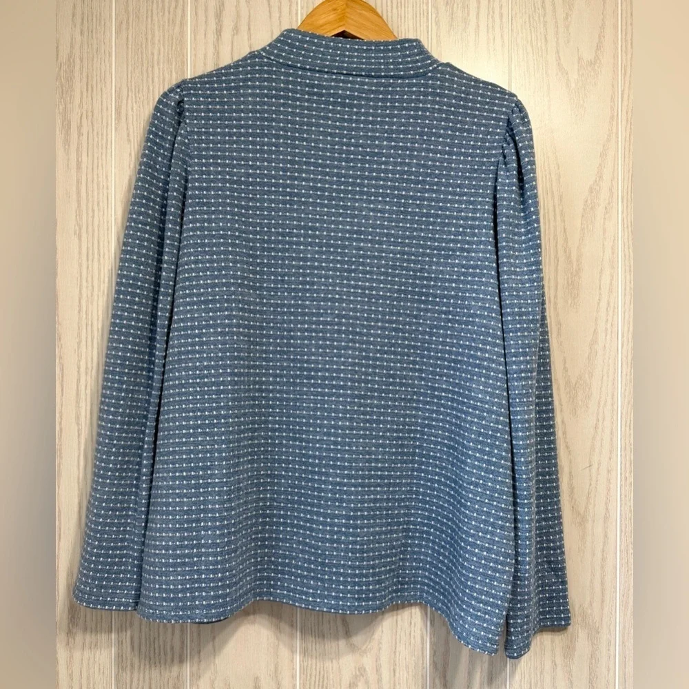 Madewell Jacquard Puff Sleeve Mock Neck Top in Tranquil Lake Size 2X NWT
